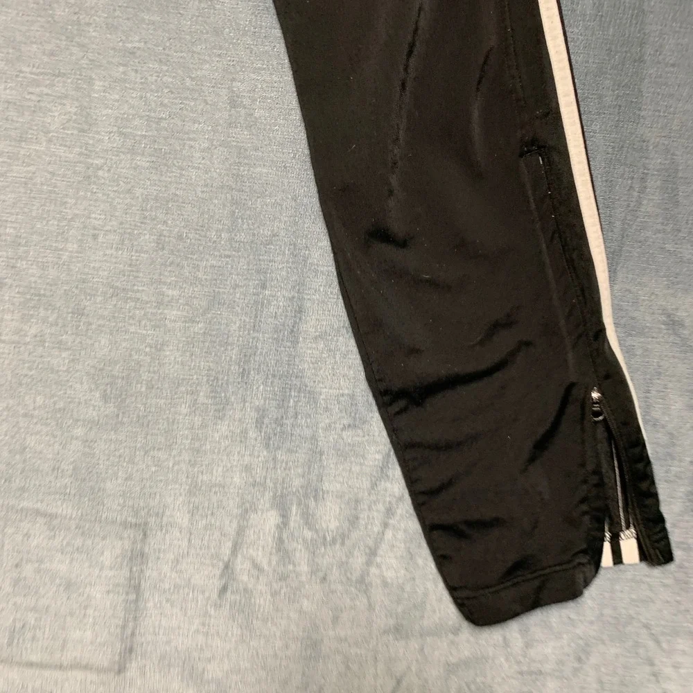 Adidas Primegreen Track Pants Mens Medium Black 3 Stripes Ankle Zip Drawstring